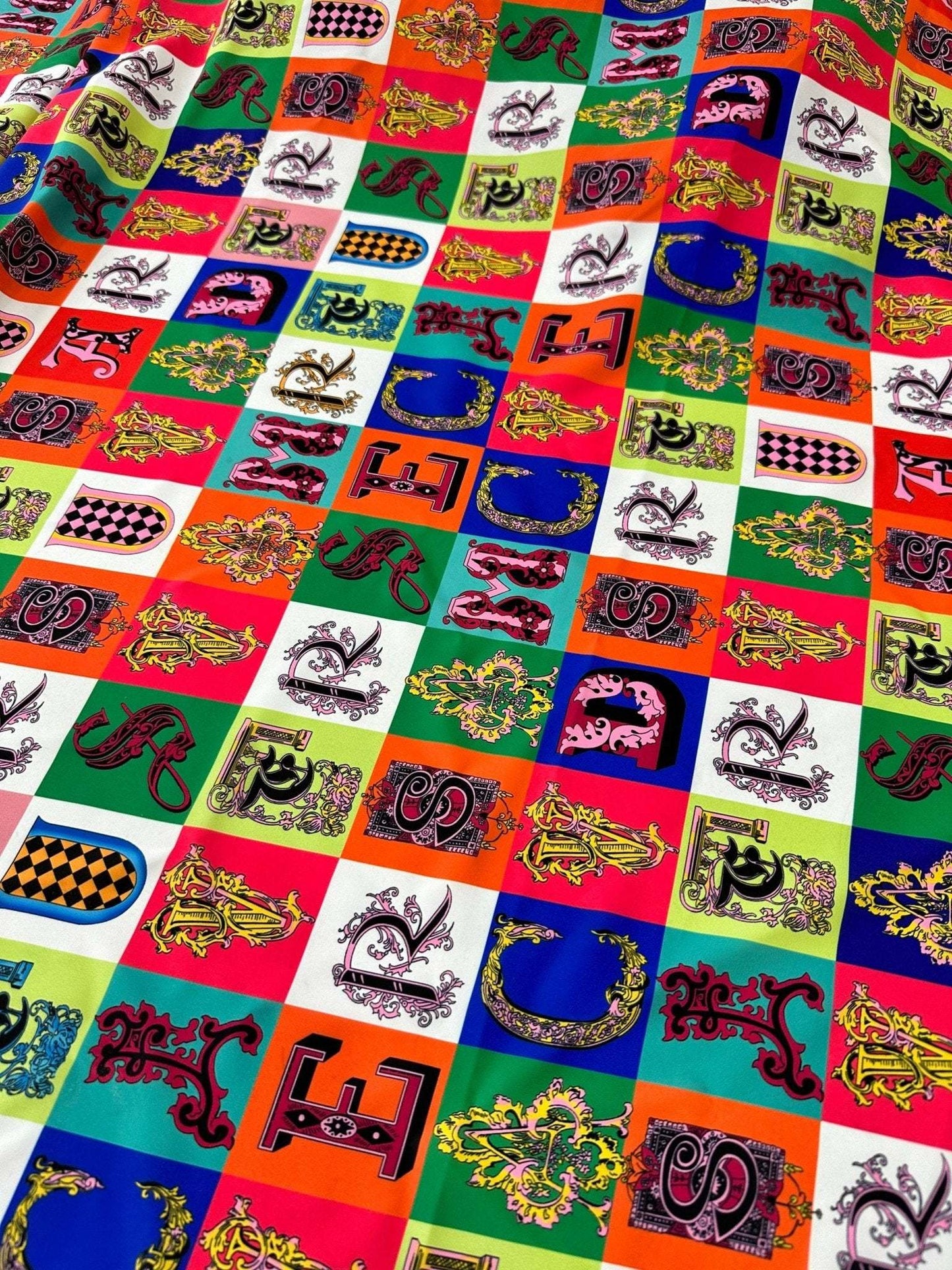 Letter Print Cotton Fabric By Metre