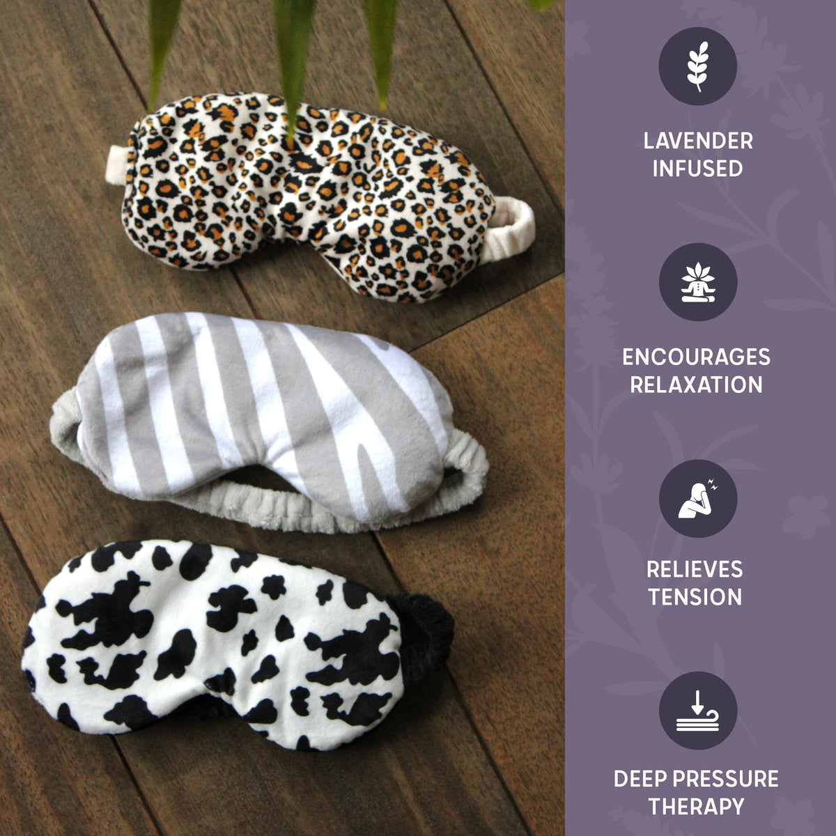 Lavender Deep Pressure Therapy Mask - Cow Print