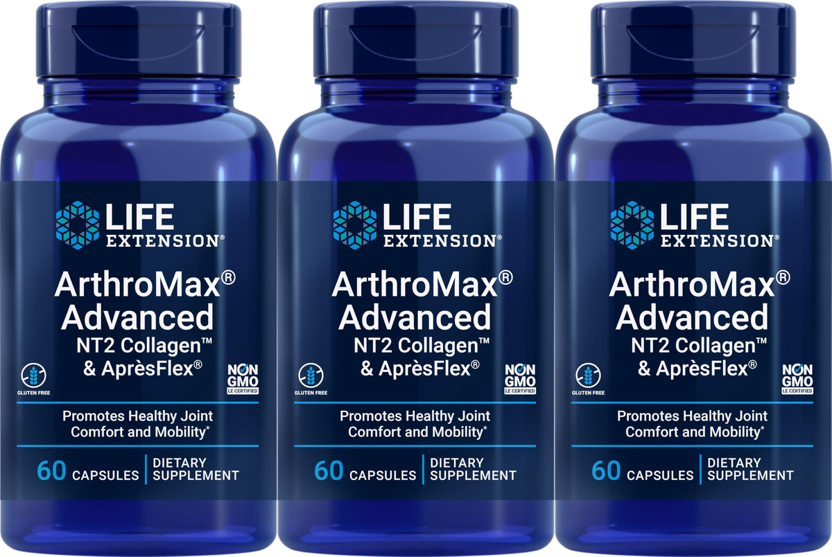Life Extension ArthroMax Advanced with NT2 Collagen & ApresFlex – 60 Capsules (Pack of 3)