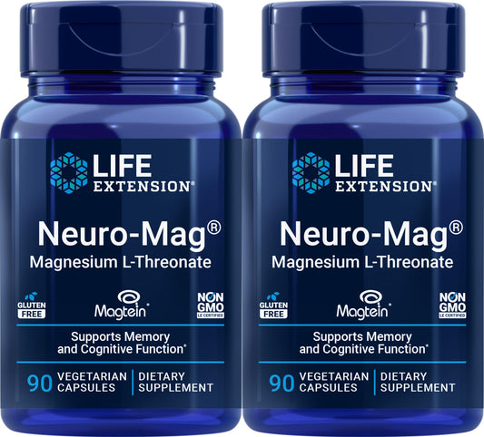 Life Extension Neuro-mag Magnesium L-threonate, 90 Count (2 Pack) – Brain Support & Focus