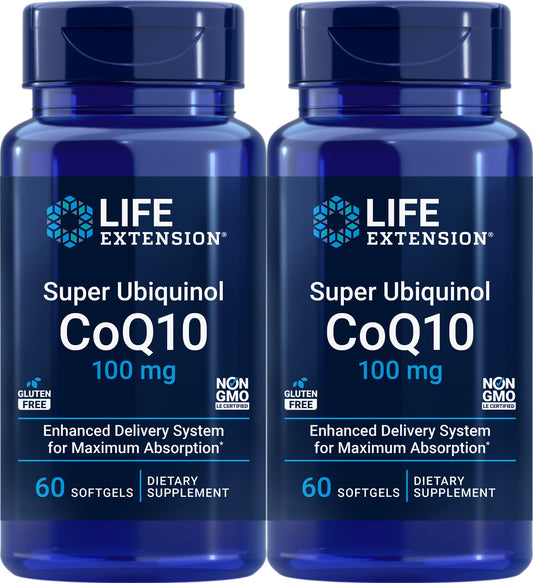 Life Extension Super Ubiquinol CoQ10 100 mg – 60 softgels (Pack of 2)