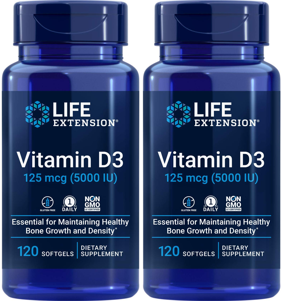 Life Extension Vitamin D3 5000 IU - 120 Softgels (Pack of 2)