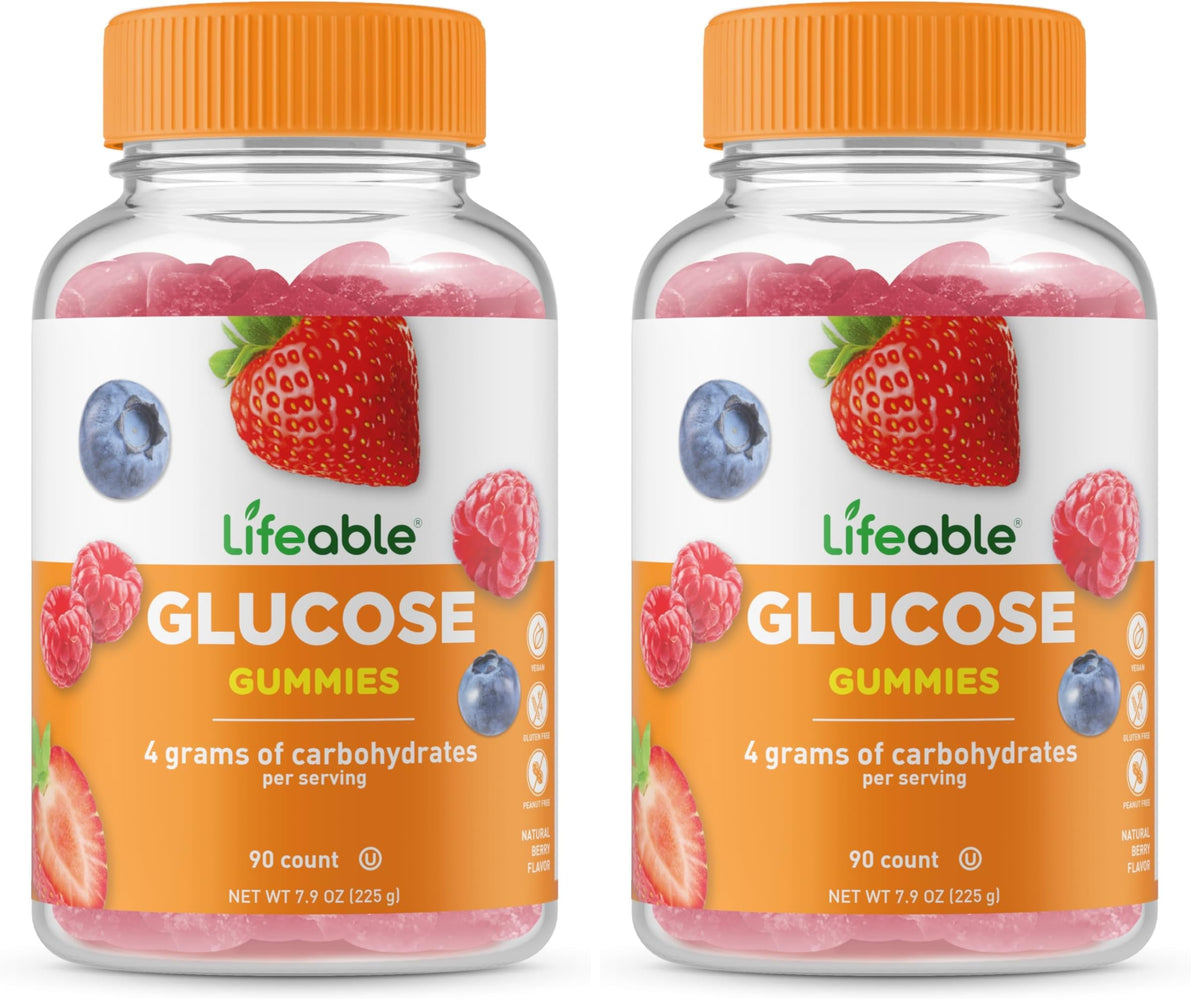 Lifeable Glucose Gummies – Mixed Berry, Gluten Free & Non-GMO (90 Gummies Pack)