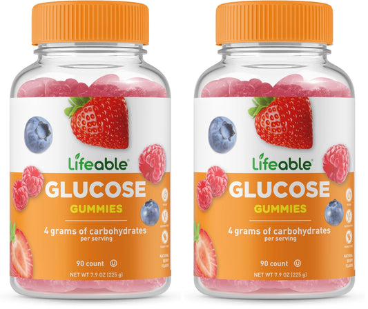Lifeable Glucose Gummies – Mixed Berry, Gluten Free & Non-GMO (90 Gummies Pack)
