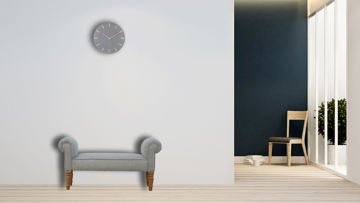 Grey Tweed Bench with Turned Feet