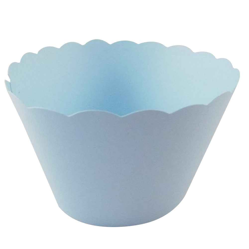 50 Light Blue Cupcake Wrappers – Baby Blue Wraps for Birthdays & Christenings