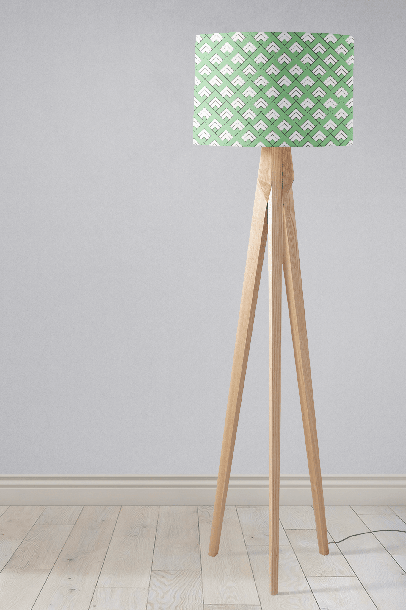 Light Green and White Drum Lampshade, Victorian Tiles Design Shade for Table, Floor or Ceiling Pendant Light