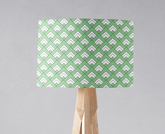 Light Green and White Drum Lampshade, Victorian Tiles Design Shade for Table, Floor or Ceiling Pendant Light