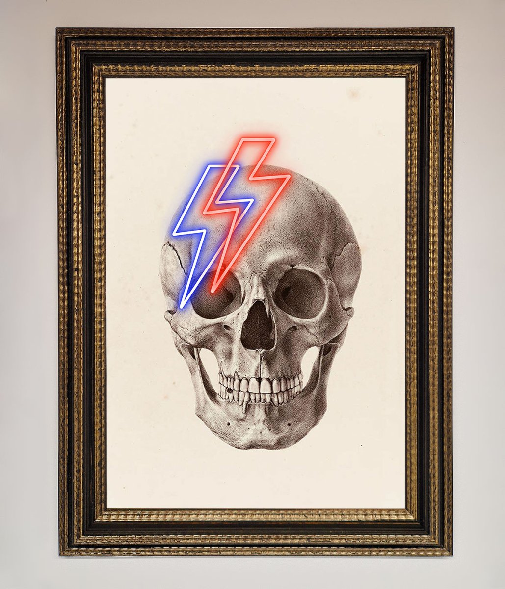 Lightning Skull Framed Print