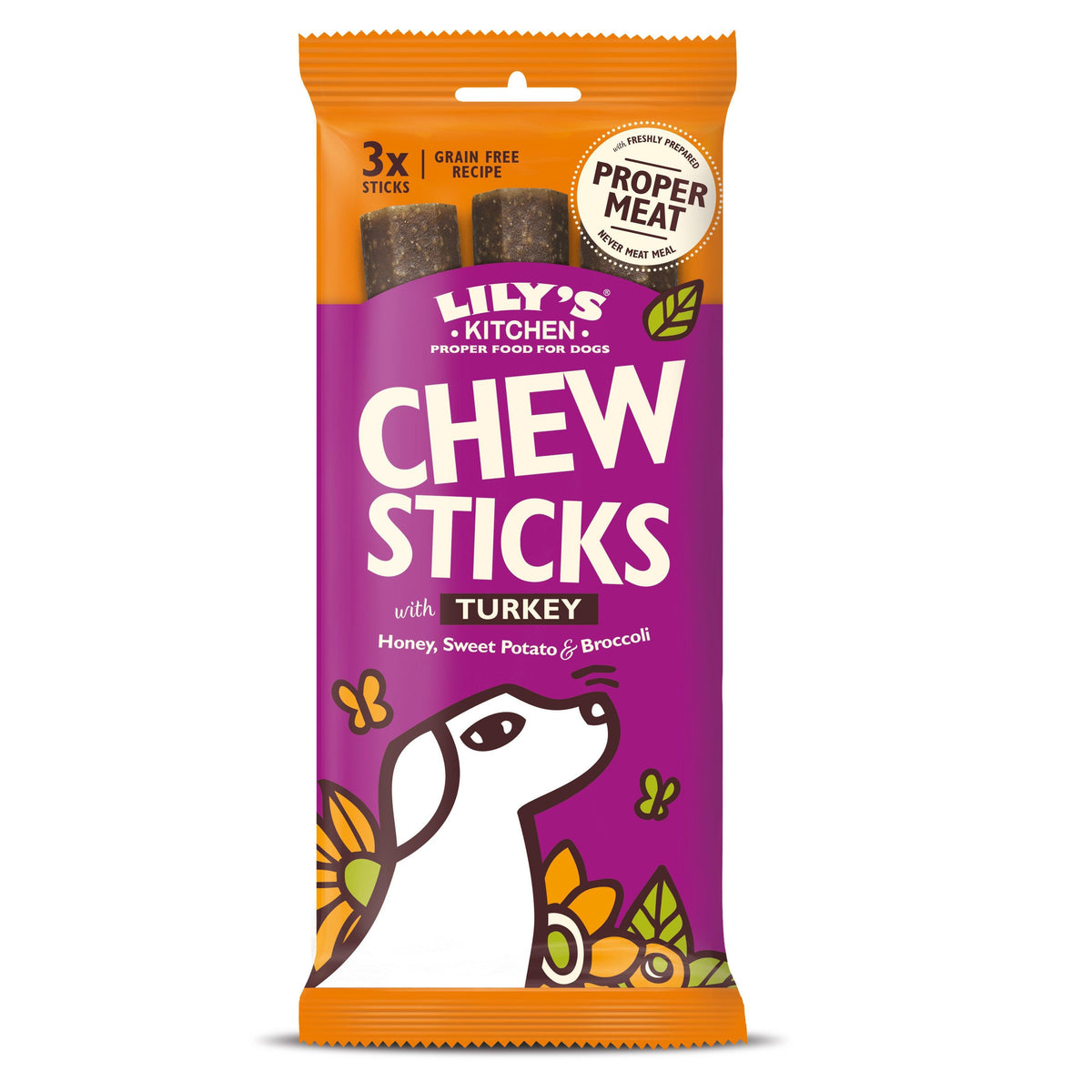 Lily's Kitchen Chew Sticks with Turkey 3 Sticks 120g - Case of 10
