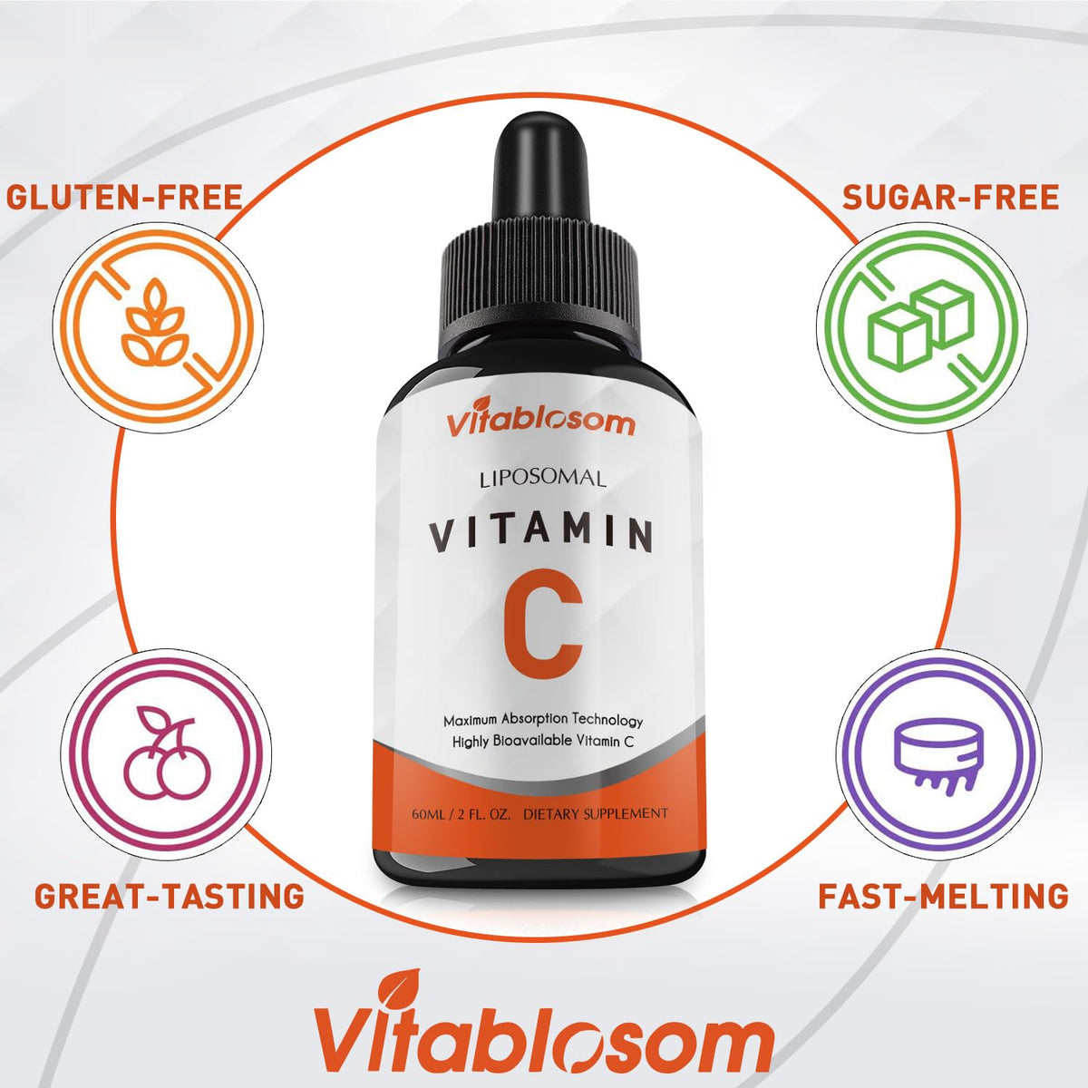 Liposomal Vitamin C 2000mg Liquid – High Absorption, Immune Support (60ML x3 Bottles)