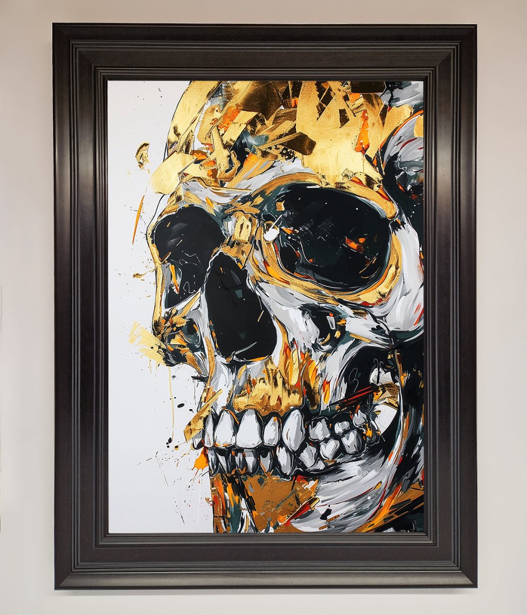Liquid Gold Skull Framed Print