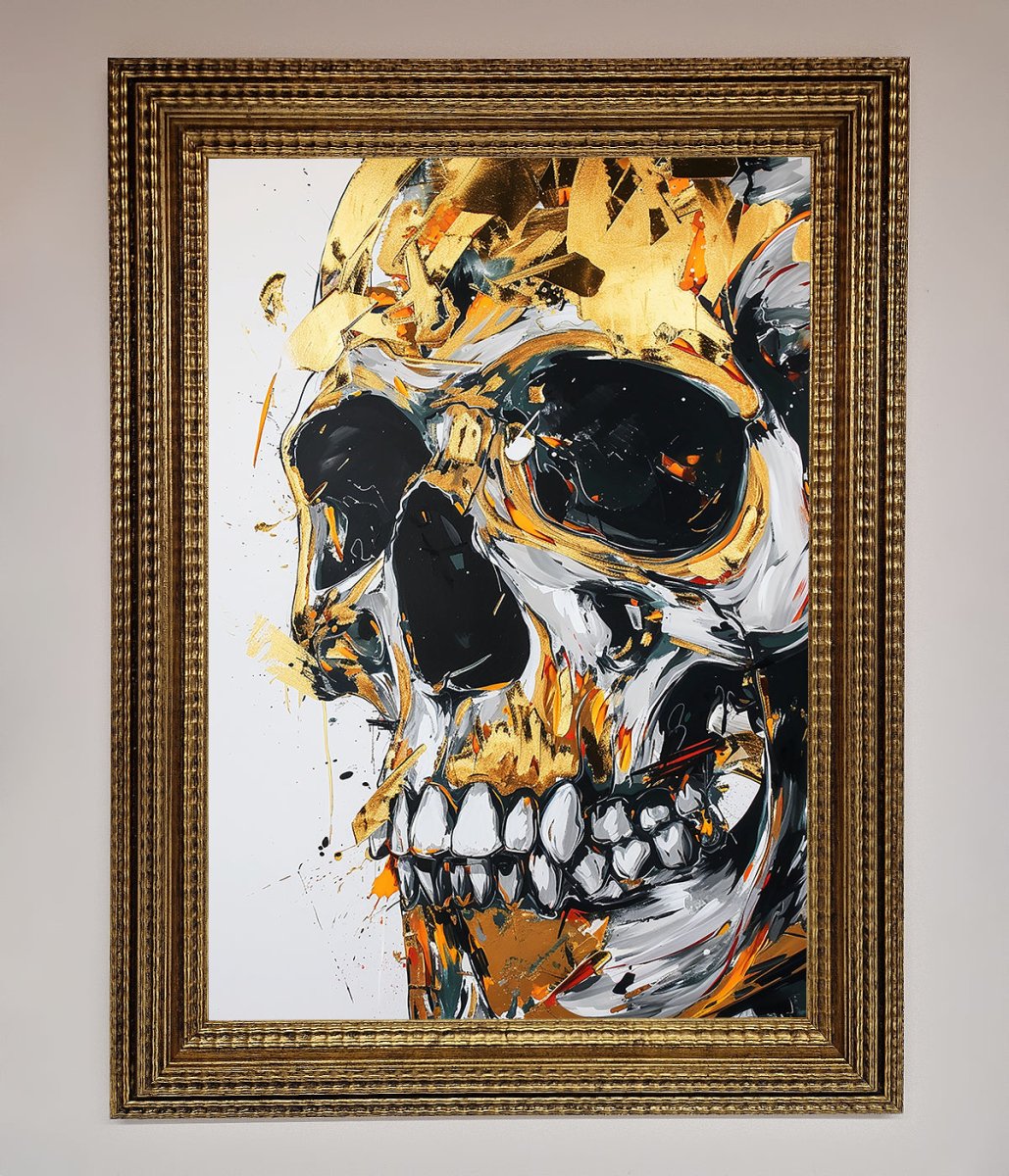 Liquid Gold Skull Framed Print