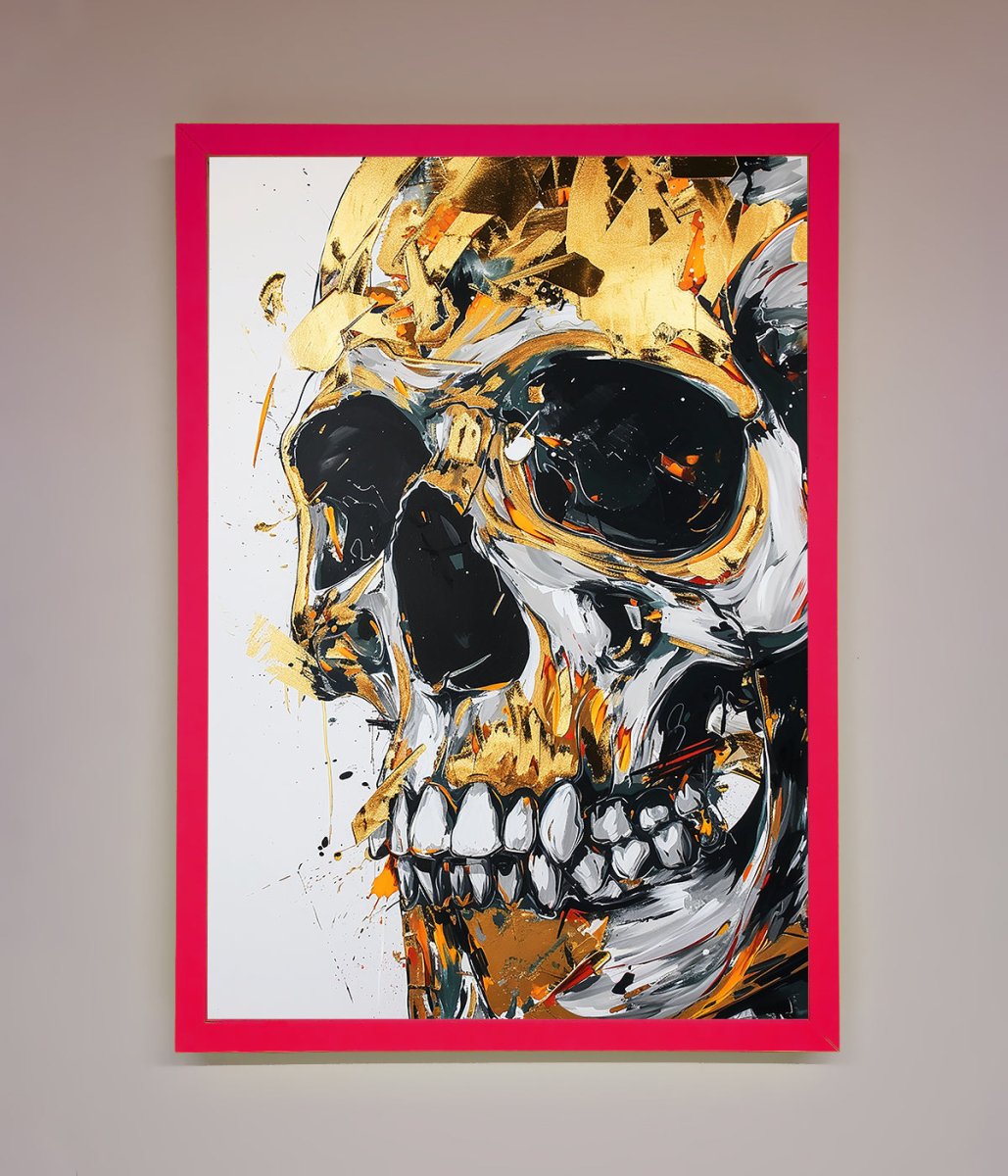 Liquid Gold Skull Framed Print