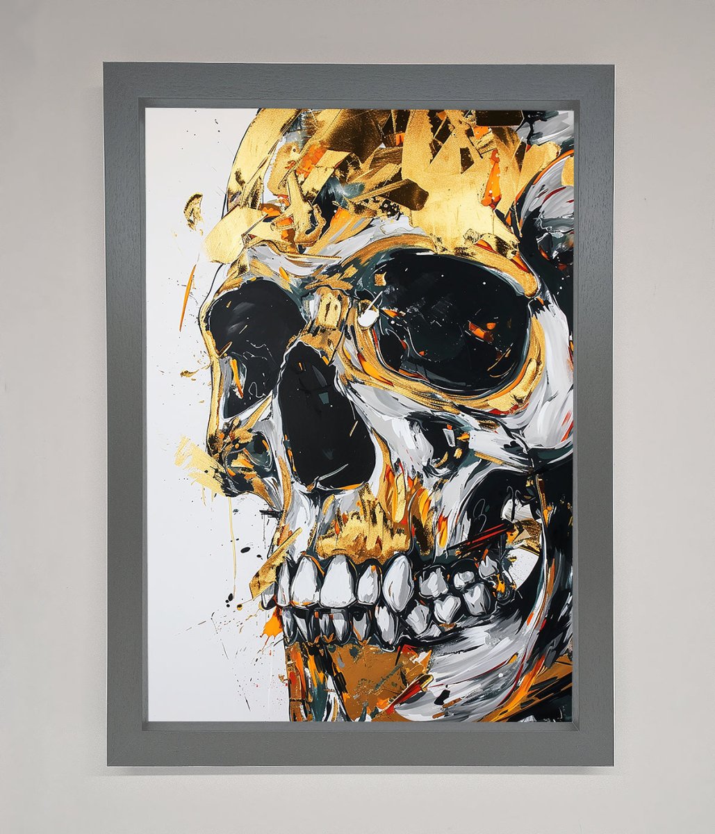 Liquid Gold Skull Framed Print