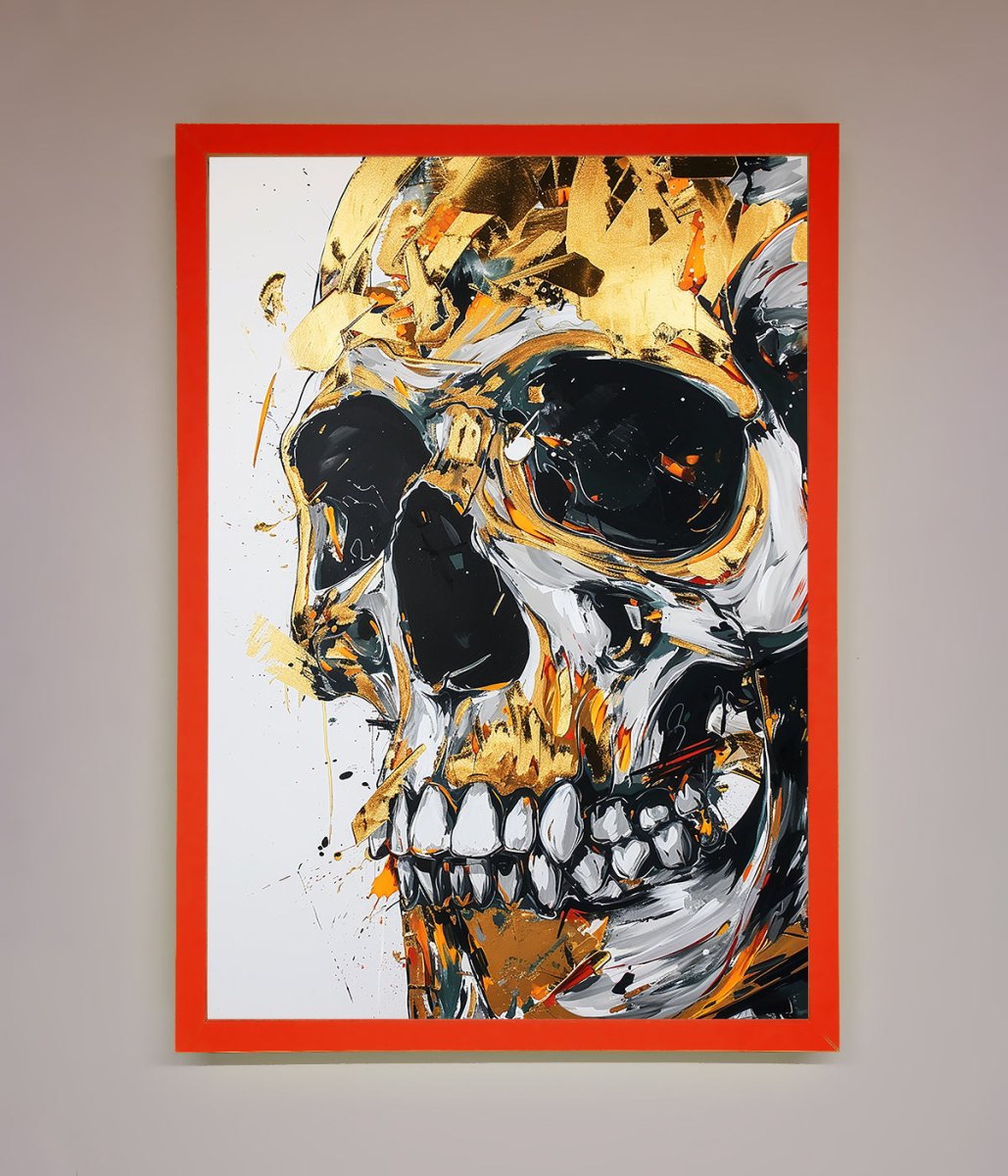 Liquid Gold Skull Framed Print