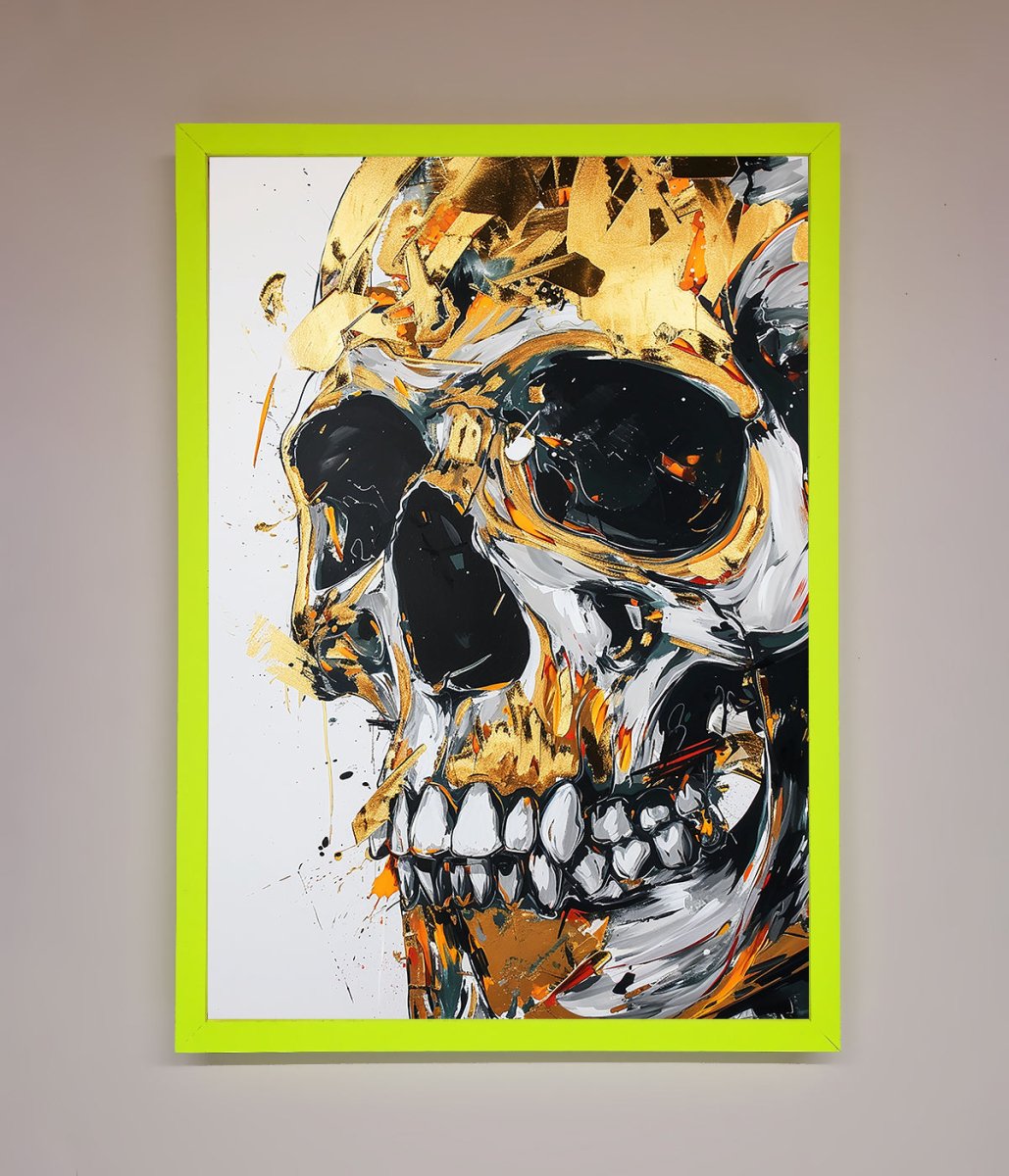 Liquid Gold Skull Framed Print