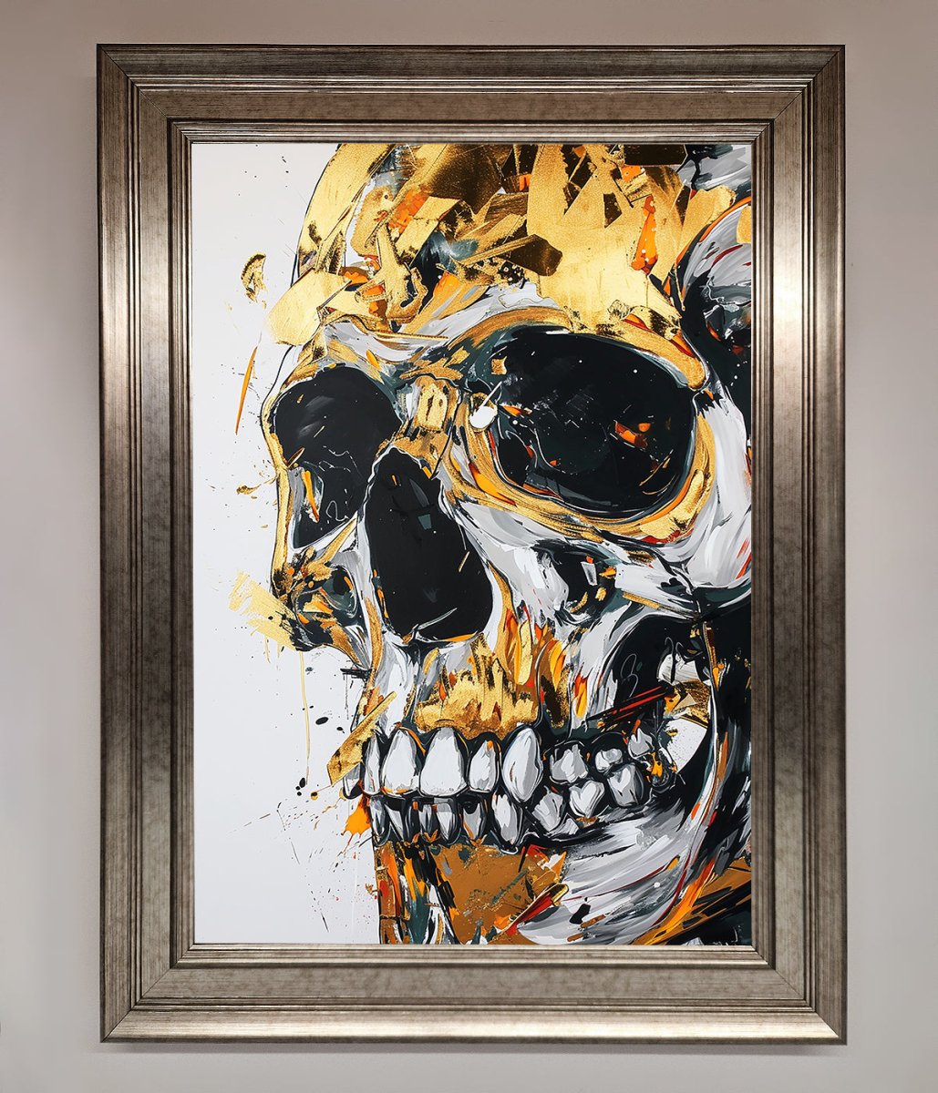 Liquid Gold Skull Framed Print