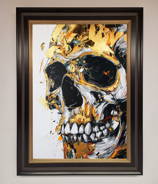 Liquid Gold Skull Framed Print