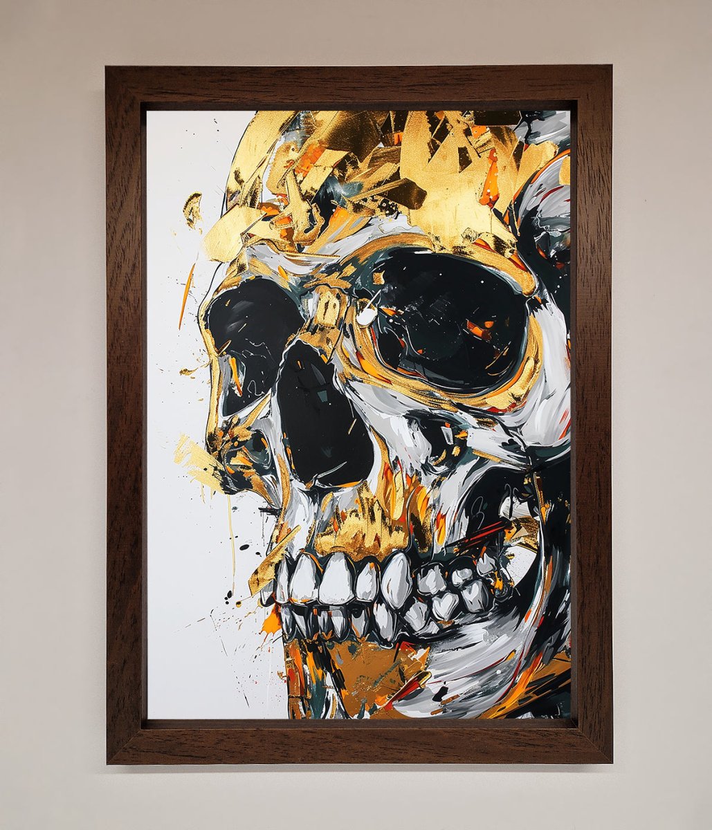 Liquid Gold Skull Framed Print