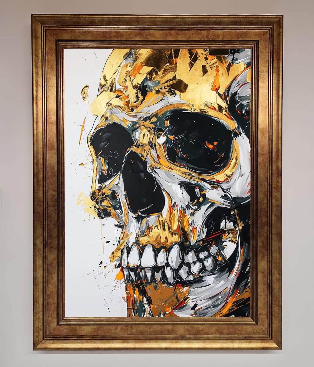 Liquid Gold Skull Framed Print