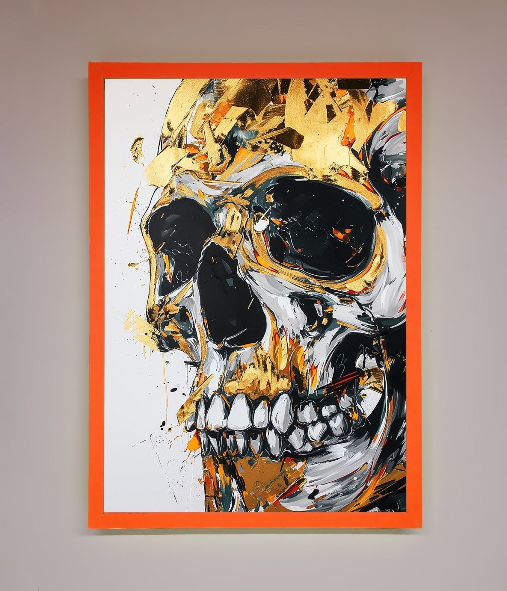 Liquid Gold Skull Framed Print