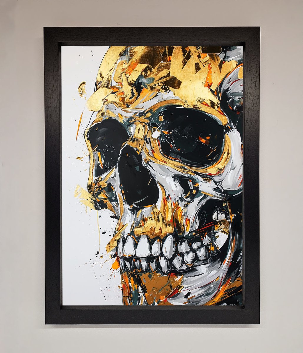 Liquid Gold Skull Framed Print