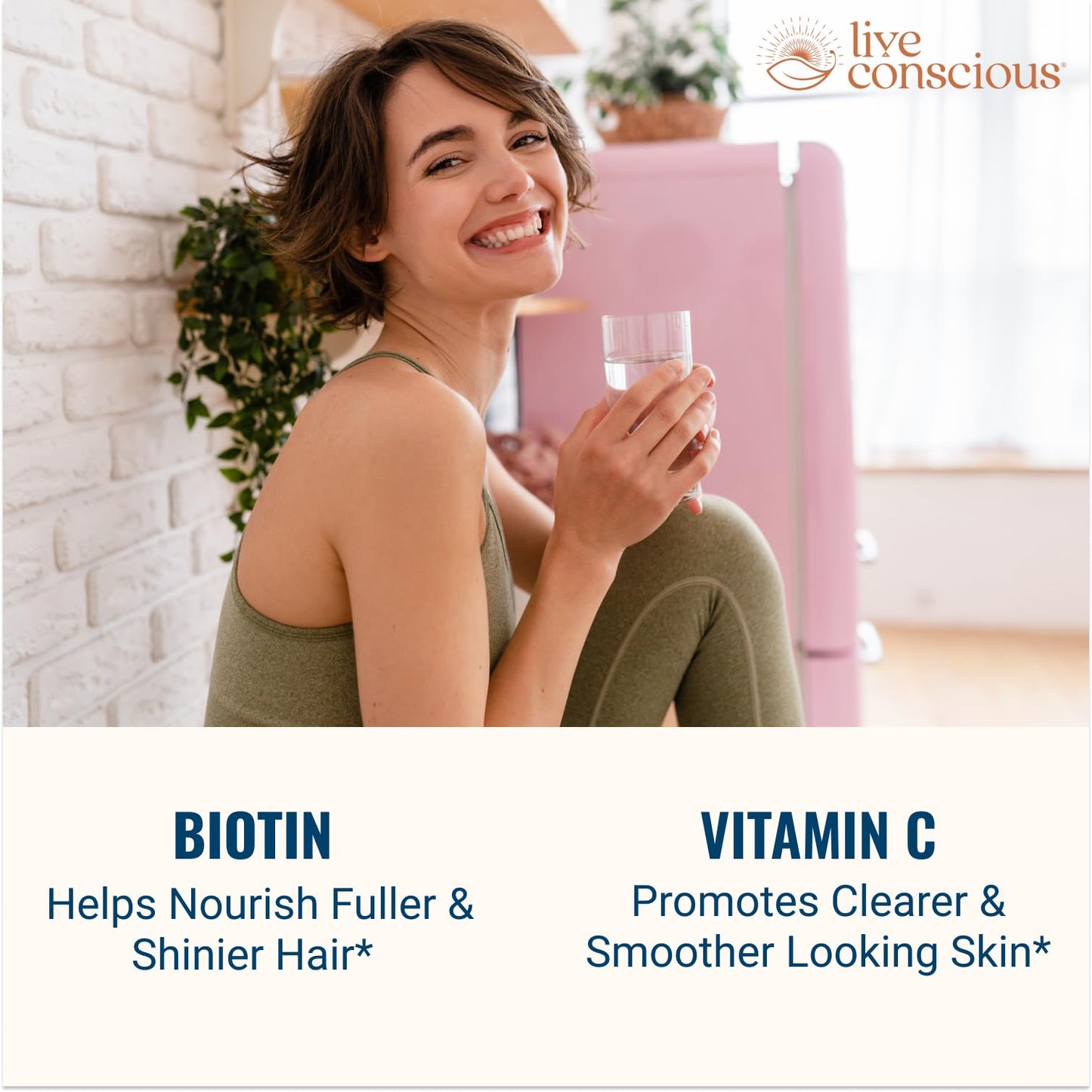 Live Conscious Beyond Collagen Powder for Women – 5 Types I, II, III, V & X, Biotin & Vitamin C, 41 Servings, Keto-Friendly