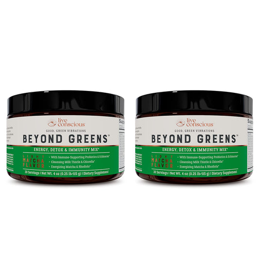 Live Conscious Beyond Greens Matcha Powder – Immune Support & Energy, 2-Pack (30 Servings)