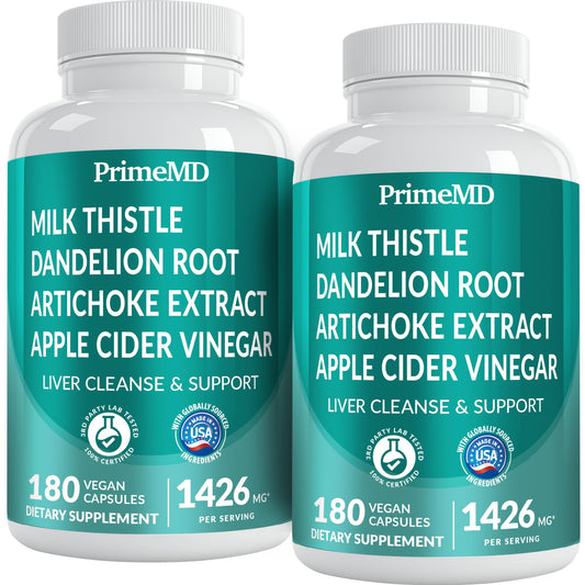 PrimeMD 32-in-1 Liver Support with Milk Thistle – 180 Count (Pack of 2) – 1426mg