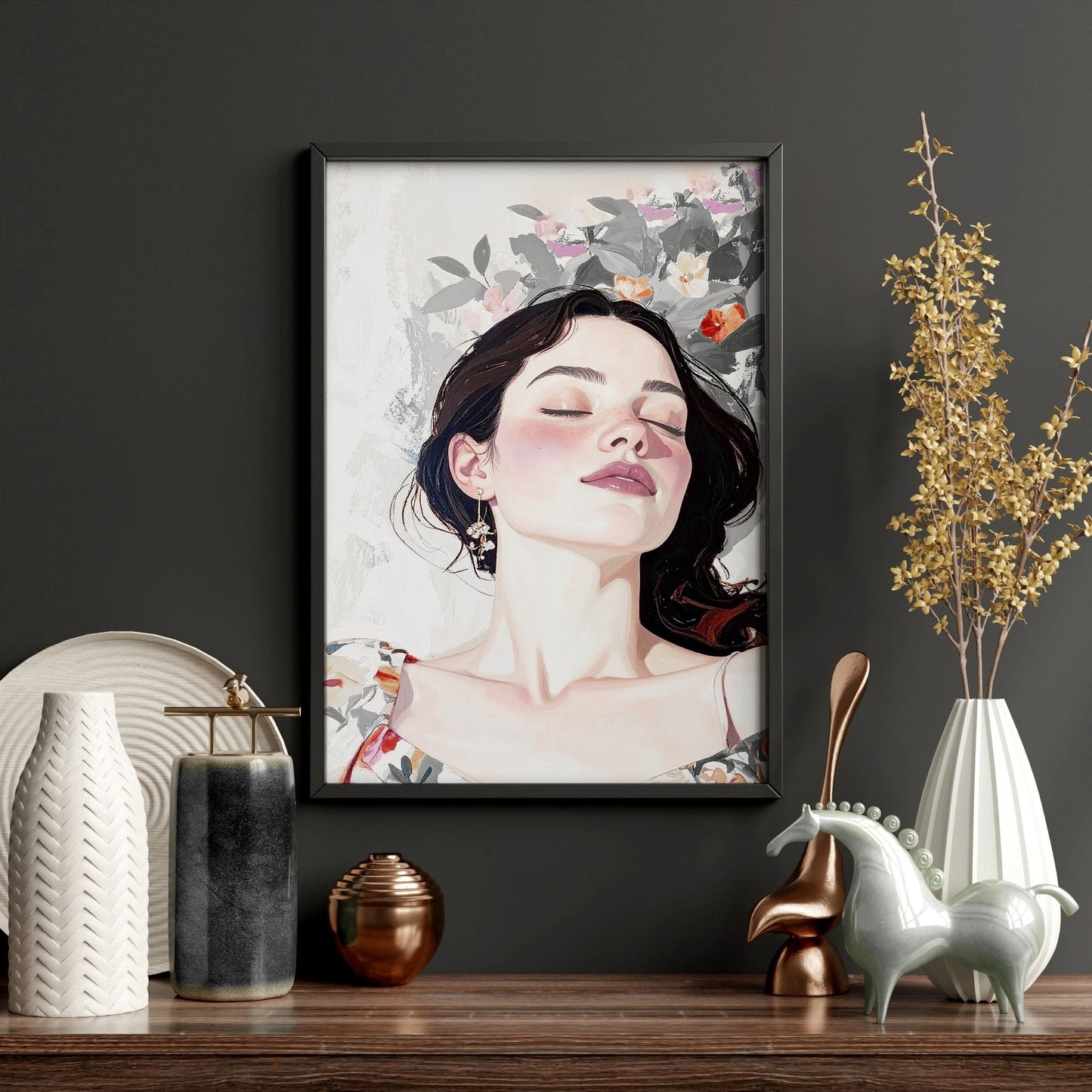 Living Room Art Paintings | Set of 3 Boho Women Wall art Prints