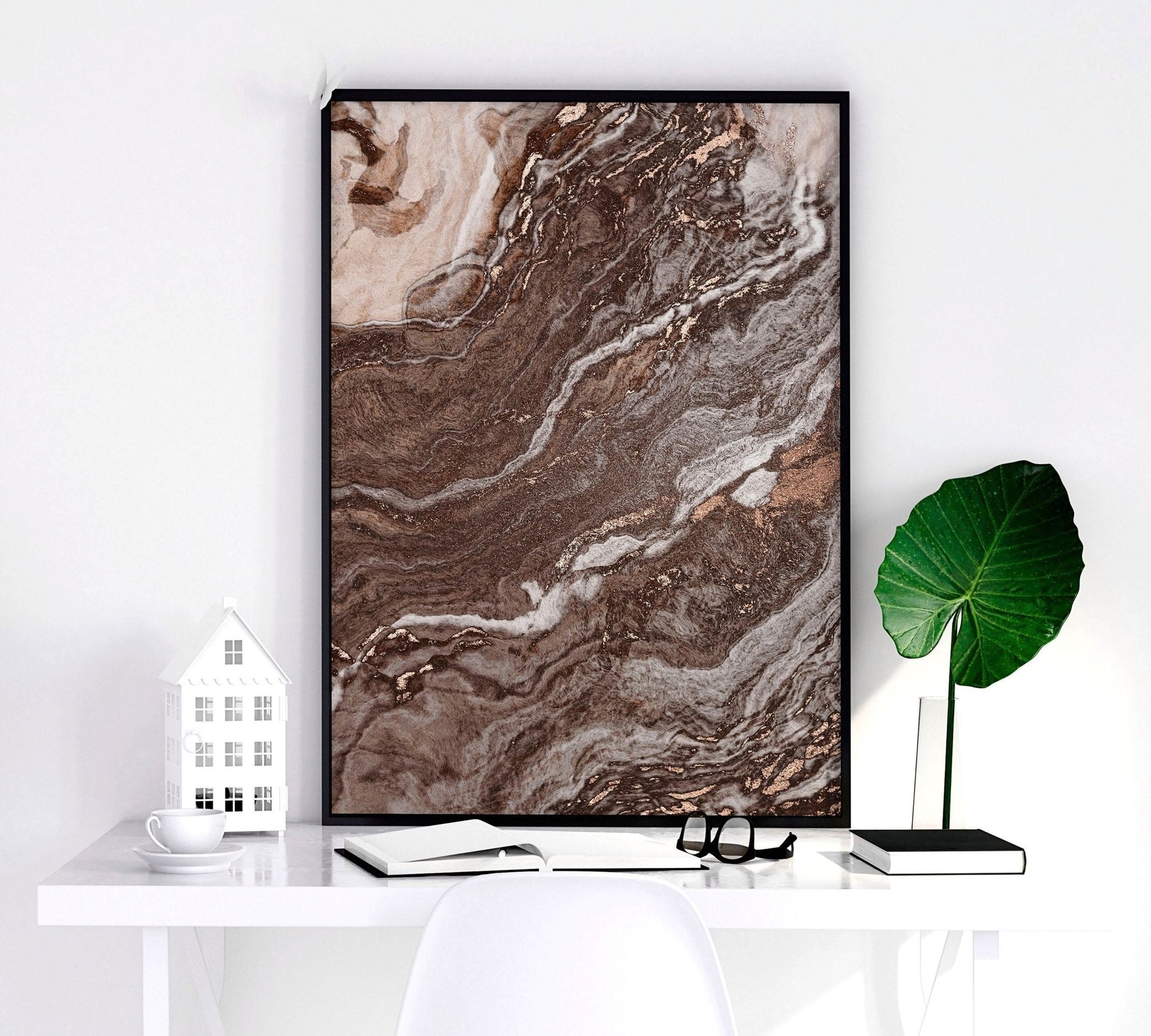 Large wall art living room | set of 3 Marble wall art prints