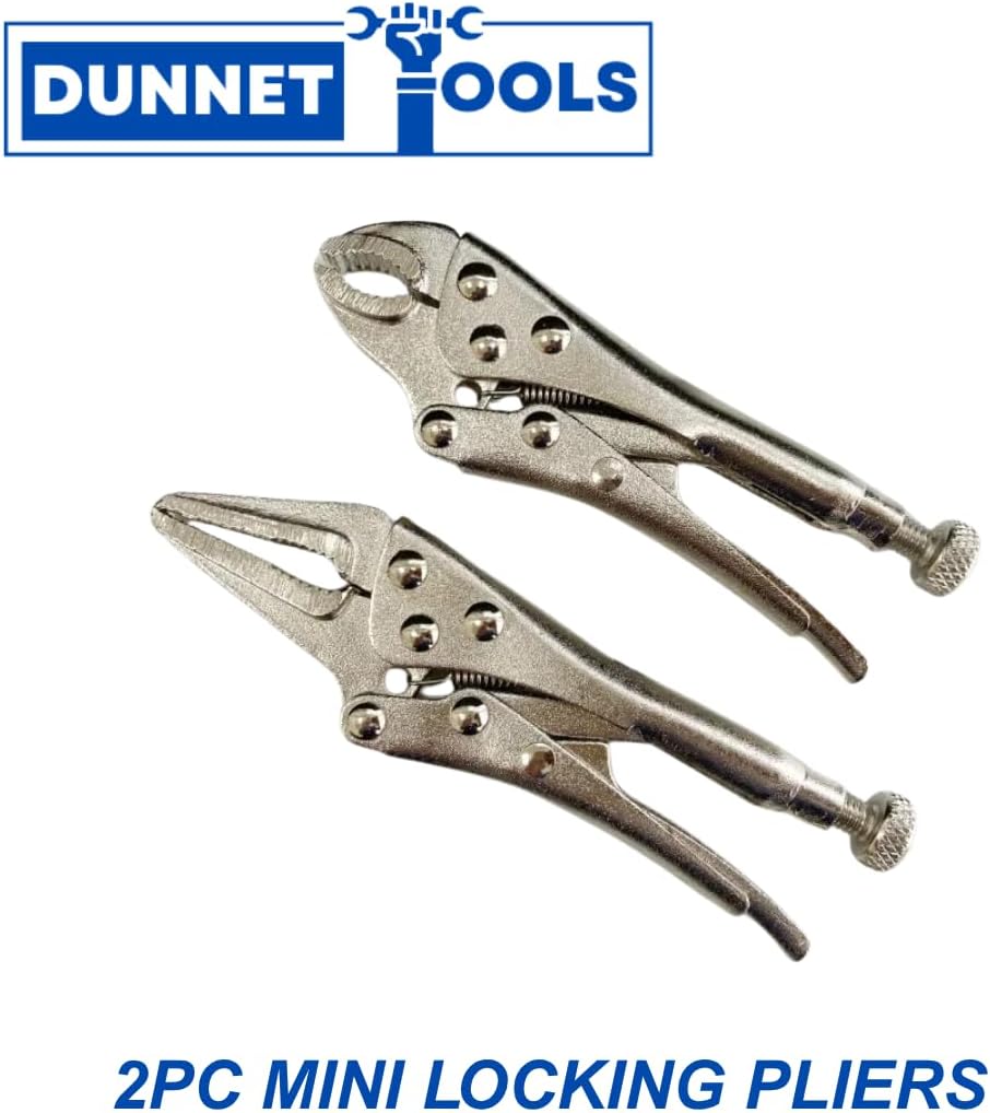 Mini Locking Pliers Set Long Nose and Round Nose 2pc