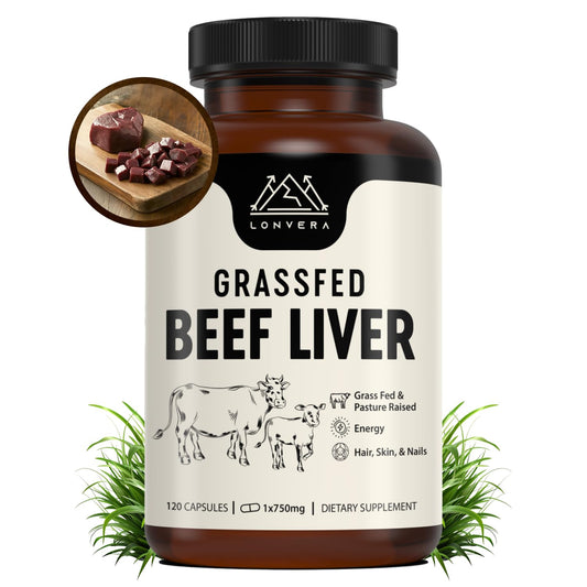 Lonvera Grass-Fed Beef Liver Capsules – 3000mg Freeze-Dried Desiccated Organs for Energy, Joints & Skin