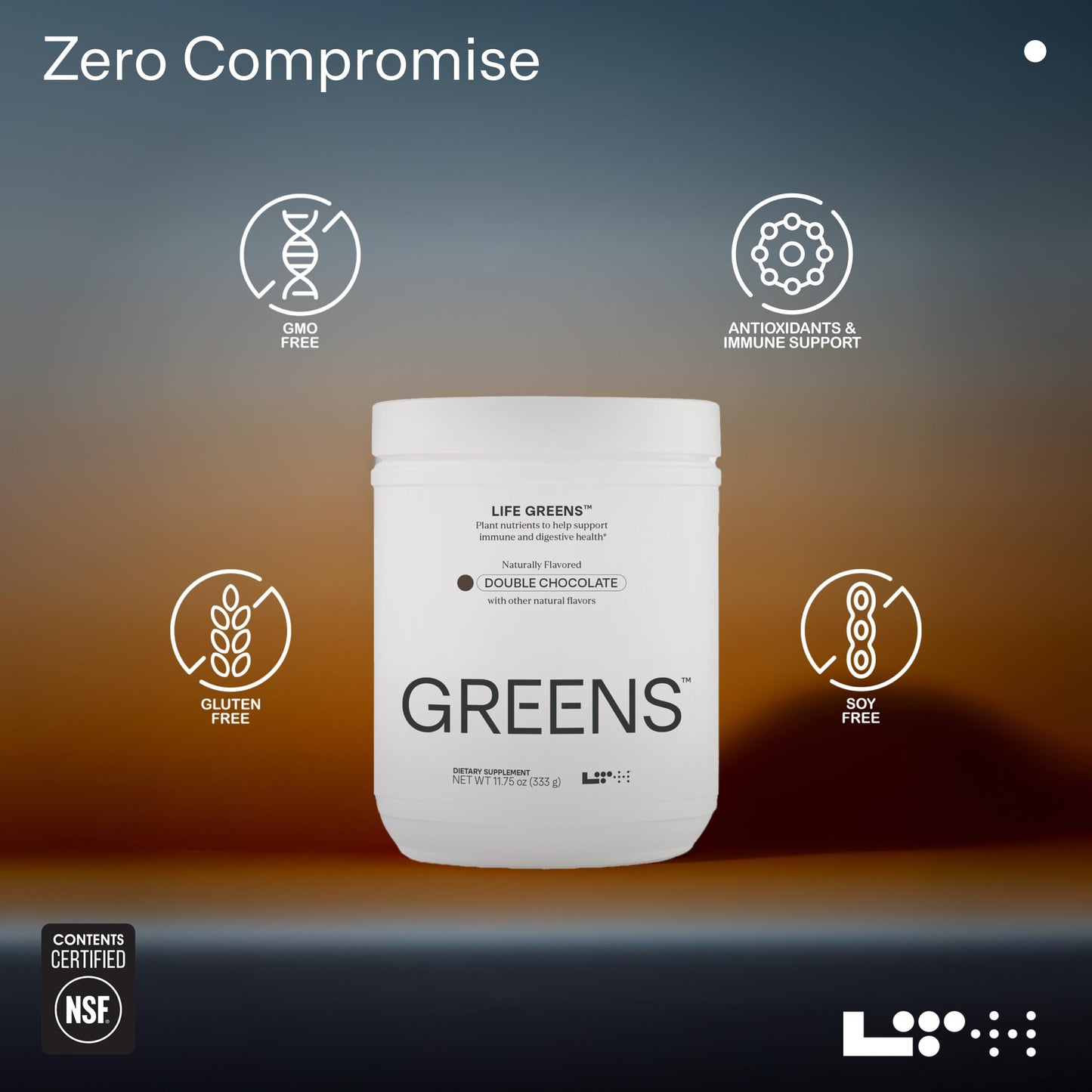 LTH Life Greens - Probiotics, Enzymes & Fiber - Double Chocolate (30 Servings)