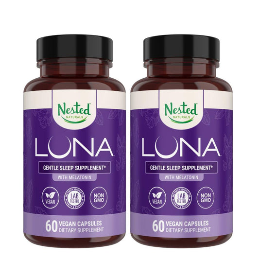 Nested Naturals Luna Sleep Aid – Natural, Non-Habit Forming Sleep Support for Adults | 120 Vegan Capsules