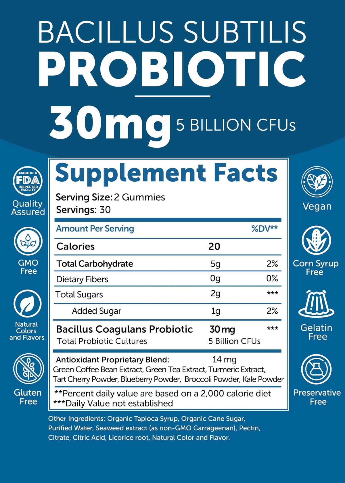 Lunakai Probiotic Gummies – 5 Billion CFUs, USA Made, Vegan, Non-GMO, Gluten-Free | Digestive & Immune Support – 60 Gummies