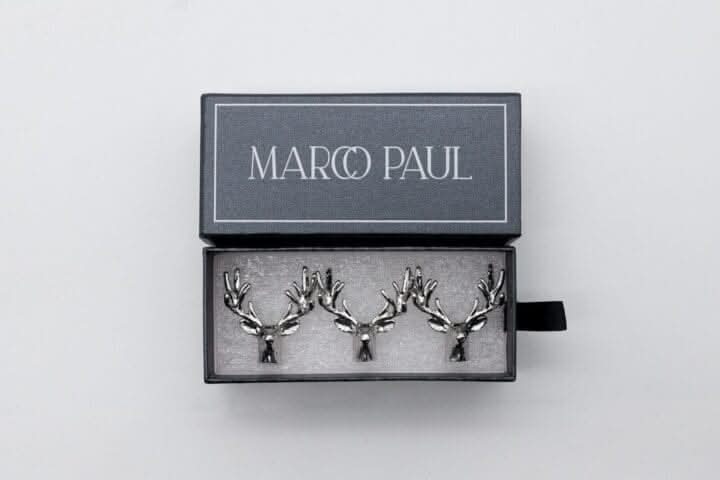 3 Piece Silver Stag Design Candle Pins