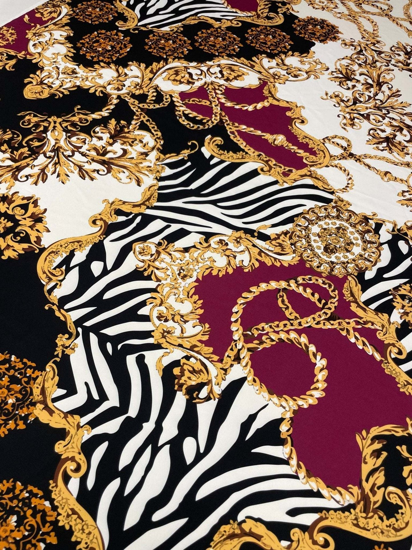 Luxury Baroque Zebra Chain Fabric by Metre