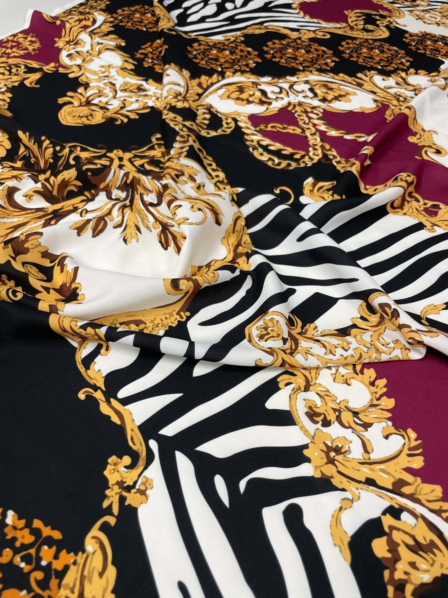 Luxury Baroque Zebra Chain Fabric by Metre