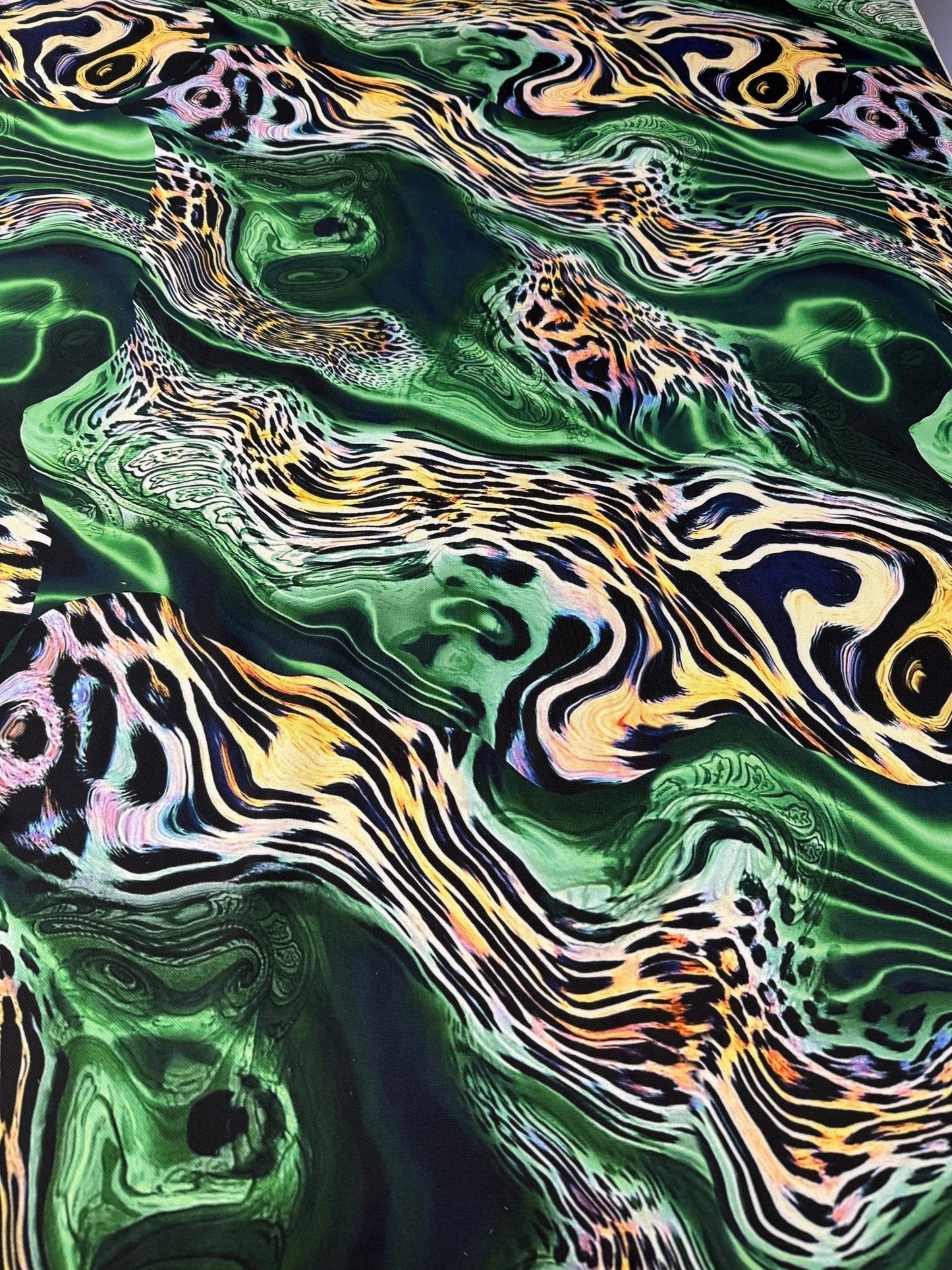Luxury Green Leopard Print Fabric Sold by Metre
