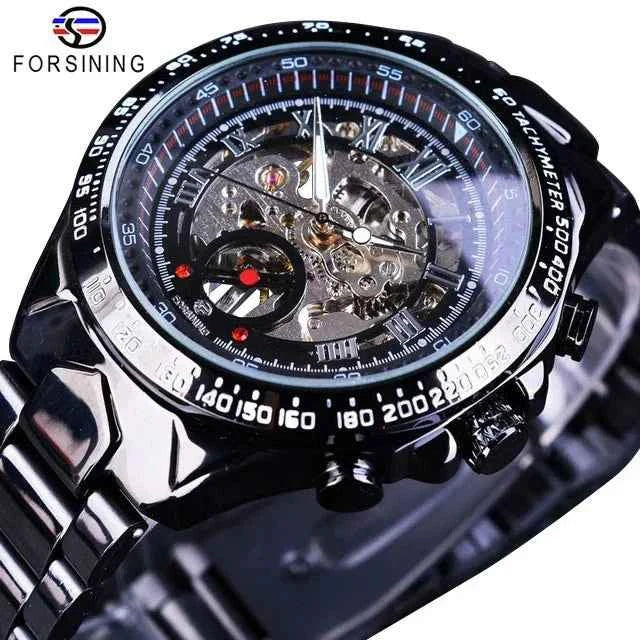Luxury Waterproof Skeleton Watch for Men - Mechanical Hand Wind Design, Elegant Style