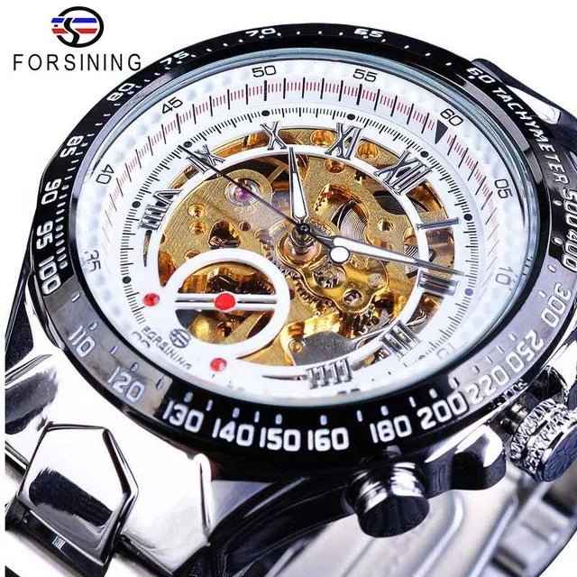 Luxury Waterproof Skeleton Watch for Men - Mechanical Hand Wind Design, Elegant Style