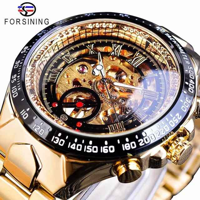 Luxury Waterproof Skeleton Watch for Men - Mechanical Hand Wind Design, Elegant Style