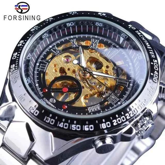 Luxury Waterproof Skeleton Watch for Men - Mechanical Hand Wind Design, Elegant Style