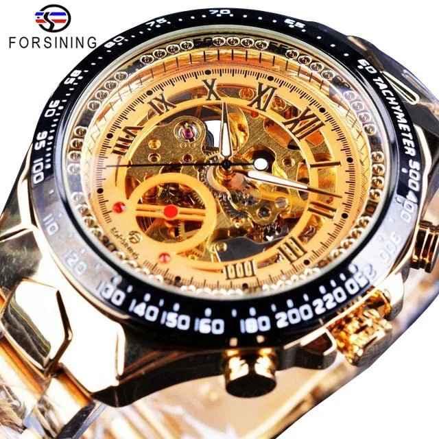 Luxury Waterproof Skeleton Watch for Men - Mechanical Hand Wind Design, Elegant Style