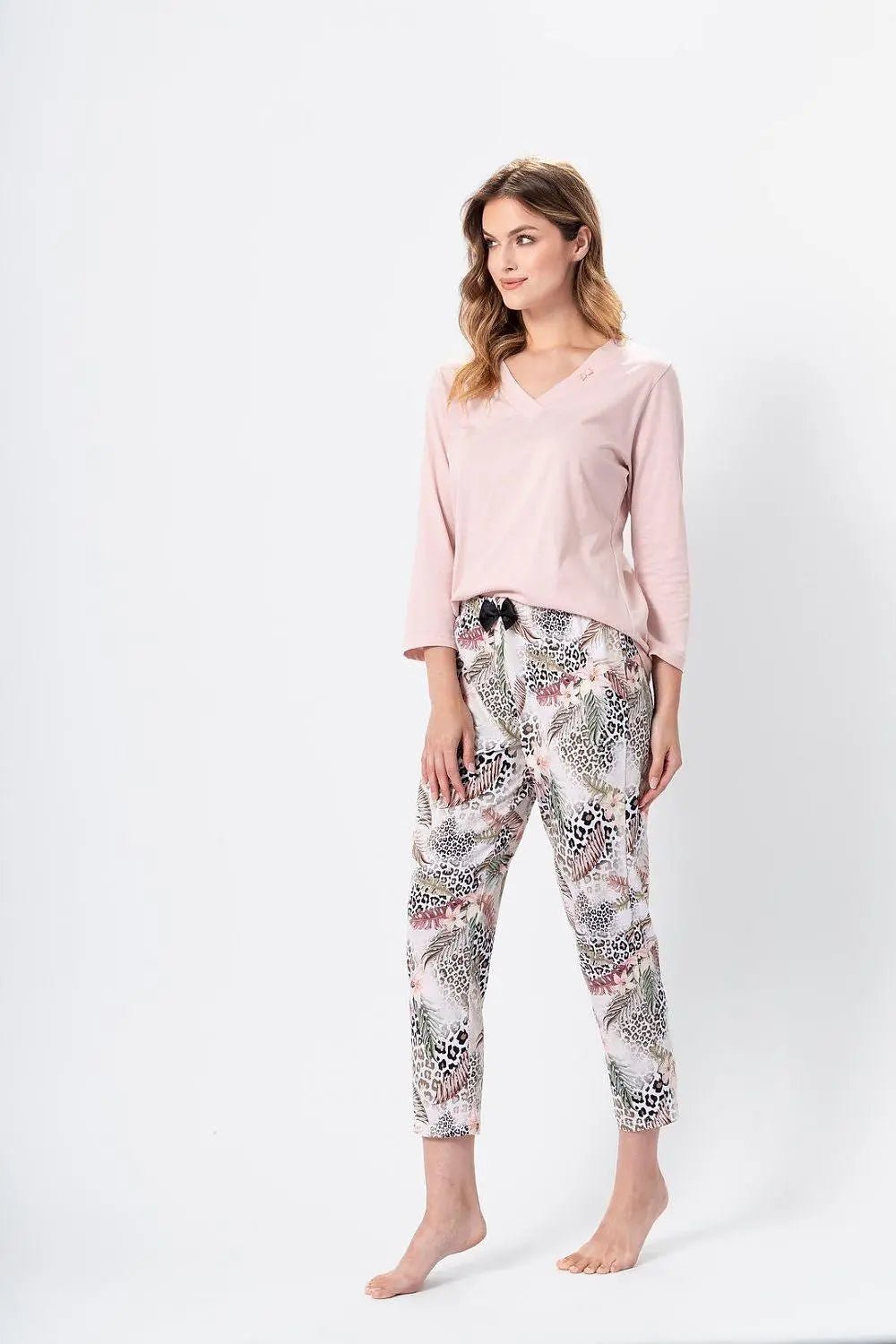 M-Max animal prints blouse and pants womens pajamas