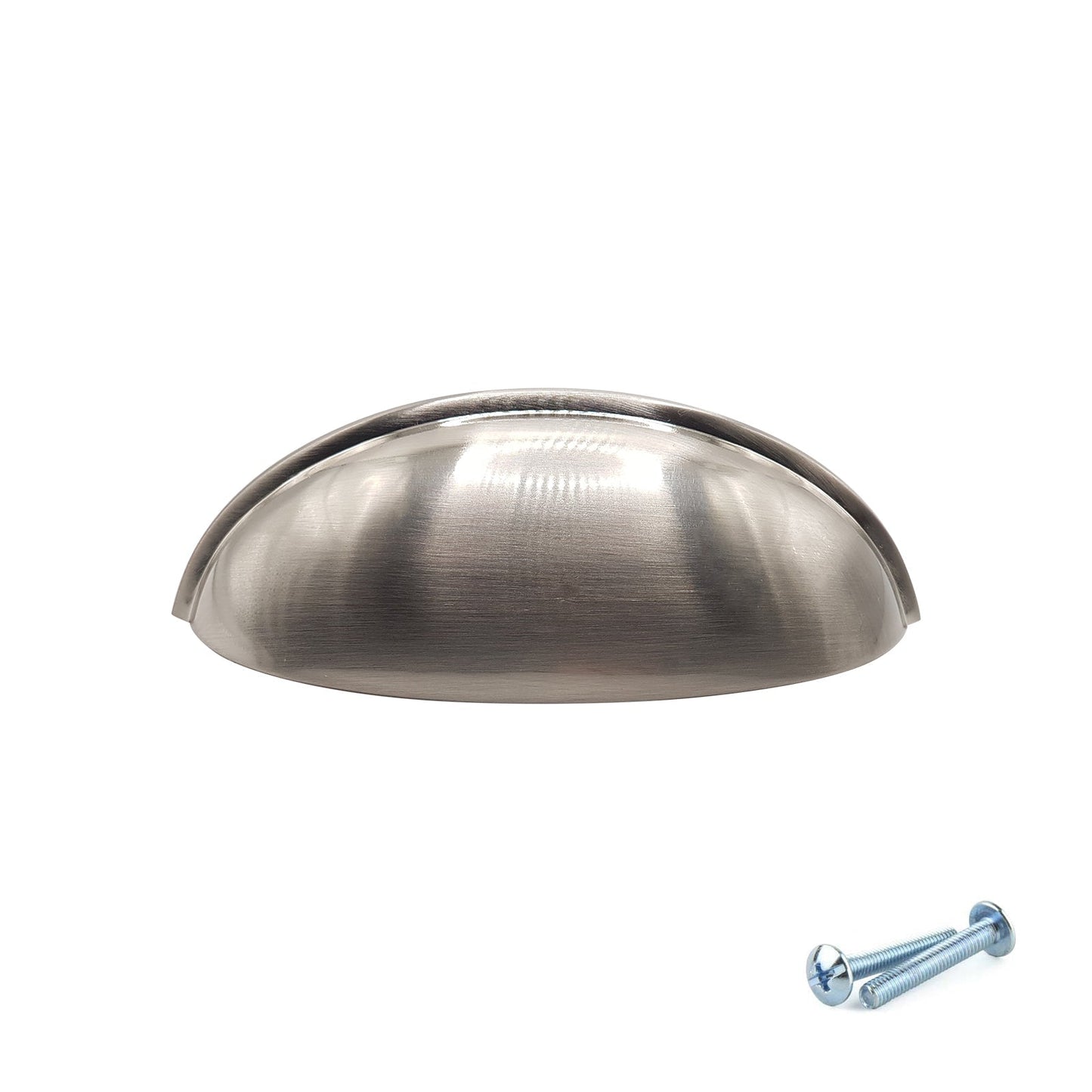 M4TEC 77mm Brushed Nickel Cup Handle - Modern Zinc Kitchen Cabinet & Drawer Pull (VG6 Series)