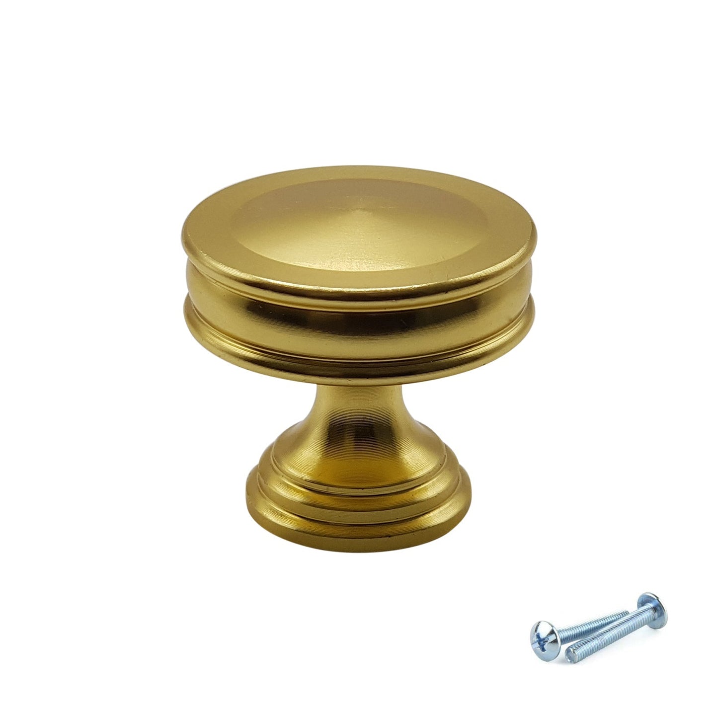 M4TEC Brushed Brass Flat Disc Knob Handle – VG7 Series (30mm Cabinet, Drawer & Cupboard Knob)