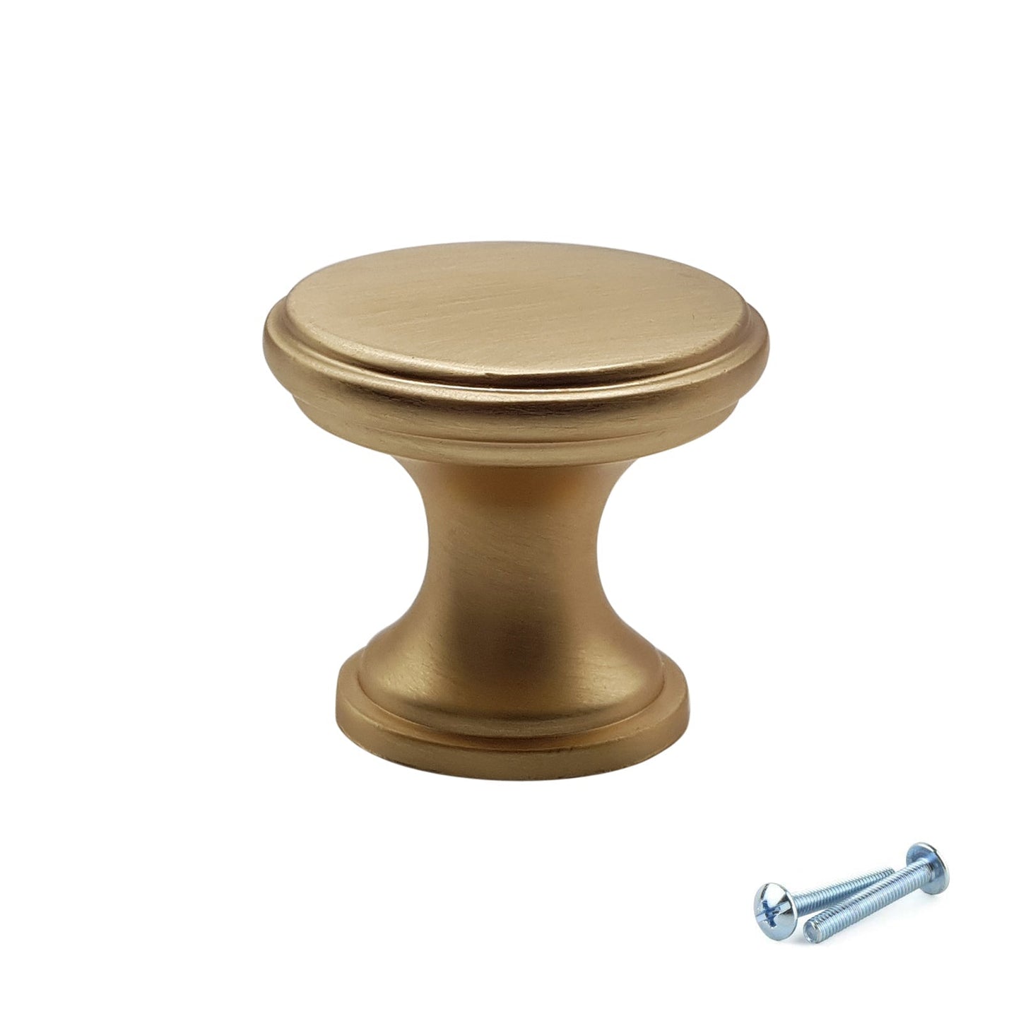 M4TEC Brushed Brass Flat Disc Knob Handle – VG7 Series (25mm Cabinet, Drawer & Cupboard Knob)